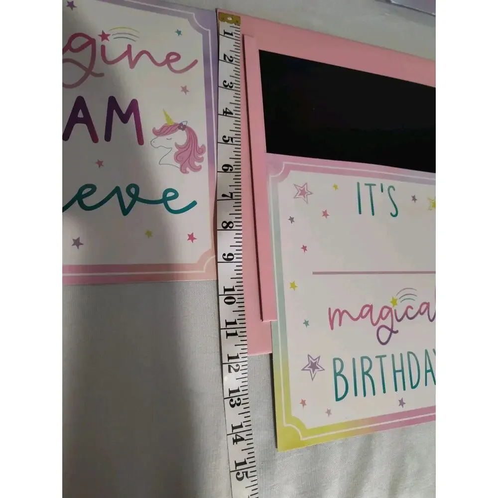 ENCHANTED UNICORN PARTY 12x12in Chalkboard Sign Birthday Decor Bundle Of Four